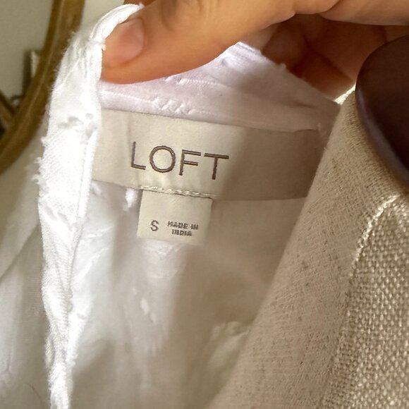 LOFT Boho Style Long Sleeve White Blouse Size Small - Picture 2 of 6